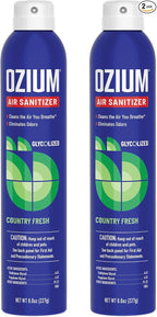 Ozium Air Sanitizer Spray - Room Odor Eliminator for Home, Car, and Office - Country Fresh Air Cleaner - 8 oz Can - 2 Pack