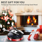 Car Air Freshener, Helicopter Solar Energy Rotating Aromatherapy Al Alloy Diffuser,Long-Lasting Fragrance, Interior Decoration Accessories Diffuser for Car and Home (Red)