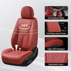 FLORICH Car Seat Cover Full Set, Red Automotive Seat Covers, Luxury Faux Nappa Leather Car Seat Protectors, Car Seat Cushions Universal Fit for Most Sedans SUVs Trucks - Red