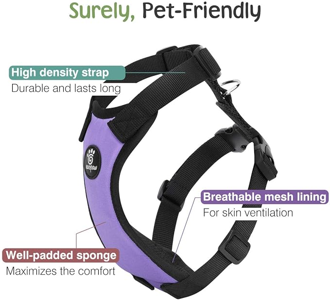 Dog Seat Belt, Safety Vest Dog Car Harness with Adjustable Buckle Dogs Seat-Belt for Vehicle Nylon Pet Safety Seats Belts Heavy Duty(XL, Purple)