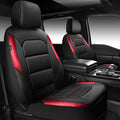CAR PASS Memory Foam Leather Seat Covers,Air Cool Mesh Thick Car Seat Covers Front Seats Red Leather Seat Covers for Cars Universal for SUVs Trucks,Airbag Compatible Comfort Durable,Black Red Metal