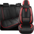Fit for 98% of Mercedes Benz Car Seat Covers with Headrests, Premium Nappa Leather Seat Cover, Fully Wrapped Protect Modern Style Seat Cover (5-Seat Luxury, Black & Red)