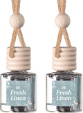 C&E Craft Co Hanging Car Air Freshener Diffuser 2 Pack, Long Lasting Fragrance Oil Car Freshener, Glass Bottle Auto Air Freshener, Made in USA (Fresh Linen)