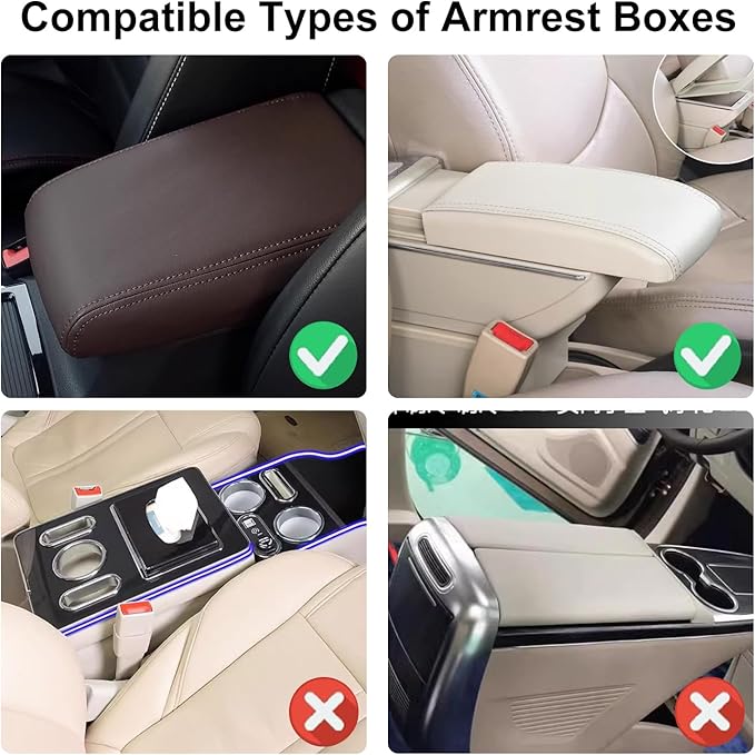 NBTEPEM Bling Car Center Console Cover, Leather Car Arm Rest Cover Cushion with 2 Storage Bags, Universal Auto Armrest Protector Storage Box, Bling Accessories Interior for Most Vehicles (Orange)