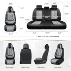Coverado Seat Covers, Car Seat Covers Front Seats, Car Seat Cover, Car Seat Protector Waterproof, Seat Cushion Nappa Leather with Head Pillow, Carseat Cover Universal Fit for Most Cars (Black&Gray)