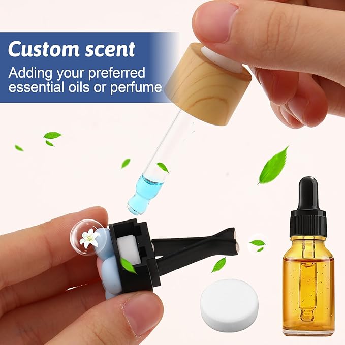 30Pcs Car Air Freshener Refill Felt Pads Unscented Essential Oil Perfumes Refill Pads 17mm Air Freshener Replacement Pad White Refill Replacement Tablets for Car Airs Freshener Vent Clips Diffusers