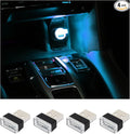 Augeny 4 PCS USB LED Car Interior Atmosphere Lamp, Plug-in USB Decor Night Light, Portable Auto Ambient Lighting Kit, Universal Vehicle Interior Accessories for Most Cars (Ice Blue)