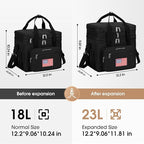 Maelstrom Lunch Box, 23L Insulated Lunch Bag, Expandable Double Deck Cooler Bag, Lightweight Leakproof Tote Bag With Side Tissue Pocket, Suit For Men and Women (F Black with DIY Hook-and-Loop)