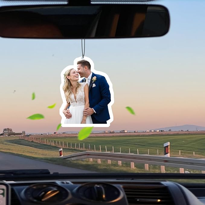 Custom Air Fresheners with Picture - Photo Air Freshener for Car,Double-Sided Customized Photo Text, Personalized Gift for Boyfriend Men Car (Crop)