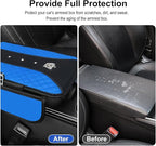 NBTEPEM Bling Crown Car Center Console Armrest Cover, Leather Middle Console Cover Cushion with 2 Storage Bags, Car Armrest Storage Box Interior Accessories for Most Vehicles(Blue)