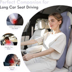 FLORICH Integrated Car Seat Lumbar Support Pillow & Car Neck Pillow Memory Foam Back Cushion for Driving Car Seat Back Support Pillow for Car Seats Driver Back Neck Sciatica Pain Relief Cushion, Blue