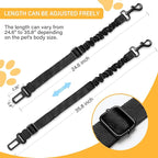 Dog Seat Belt Retractable Dog Car Harness 2 Pack Adjustable Elastic Bungee Buffer Heavy Duty & Durable & 360 Degree Swivel.