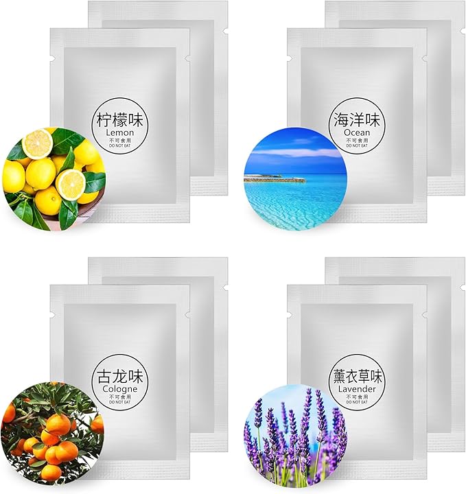 8 Packs Car Air Vent Clip Refills Solid Fragrance Pads, 4 Scents Replacement Tablets Long Lasting Freshener for Cars(Included Lemon, Ocean, Cologne, Lavender)