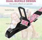 Pawaboo Dog Car Seat Belt– Reflective & Adjustable Dogs Cars Harness Leash with 360° Lockable Buckle, Shockproof Dogs Tether Bungee for Safe Travel, Pink Camouflage