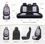 Coverado Seat Covers, Car Seat Covers Full Set, Leather Seat Covers for Cars, Car Seat Protector, Black Car Seat Covers Front Seats and Back Seats Universal Fit for Most Cars Purple