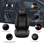 Auto Car Seat Covers Accessories Full Set Leather Cushion Protector Breathable Waterproof Seat Cover for Cars Universal Fit (Black, Front Pair and Rear)