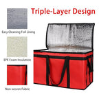 Bodaon Insulated Food Delivery Bag for Pizza Delivery, Grocery Cooler Bag, Food Warmers for Parties, Catering Supplies for Rideshare, Thermal Bags for Cold and Hot Food Carrier (Red, XXX-Large, 1-Pack