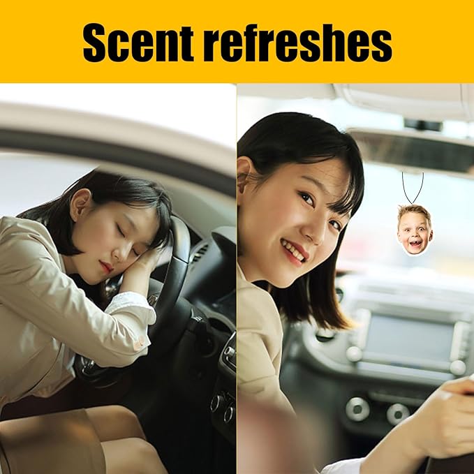 Custom Air Freshener for Car,Double Side Photo Personalized Car Air Freshener Various Scents for Car, Office, Wardrobe, Bathroom (Pack of 6, Personalization)