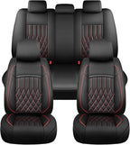 Santa Fe Seat Covers Custom Fit for Hyundai Santa Fe 2007-2026 (Only 5-Seat Version) - Full Set Premium Leather, Waterproof, All-Weather, Airbag Compatible, Car Seat Protectors (Redline)