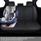 Leatherette Car Back Seat Covers, Universal Fit for Most Cars, SUV, Sedans and Pick-up Trucks, Black/Red
