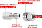 RIDGE WASHER Pressure Washer Adapter Set, 3/8 Inch Quick Connect Kit, Stainless Steel Female NPT Fitting, 5000 PSI, 2 Pack