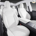Car Seat Covers for New 2025 Tesla Model Y Juniper Nappa Leather Car Interior Seat Airbag Compatible Cushion Cover Full Set Custom Fit 2025-2026, Nappa White