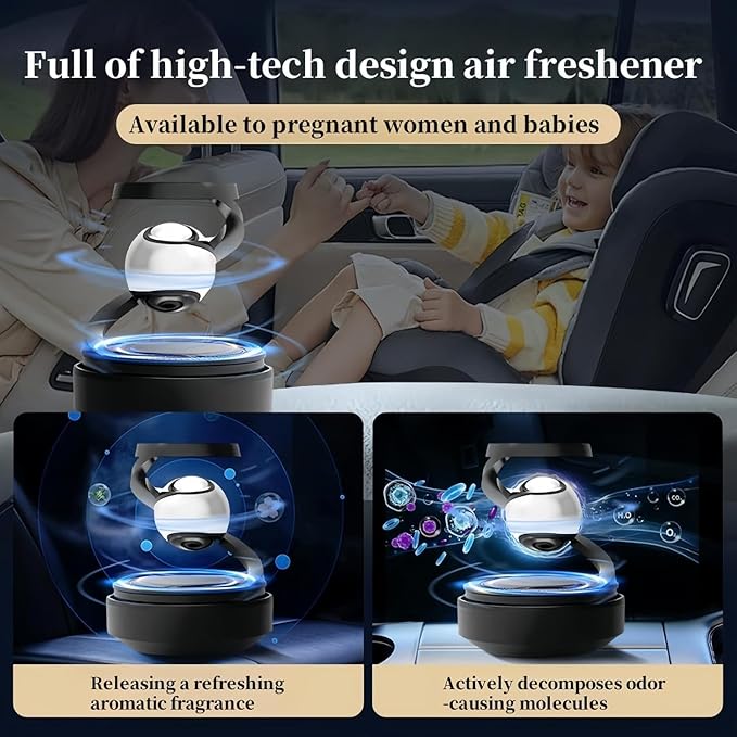 Chrome Solar Air Freshener for Car Stocking Stuffers Rotatable Air Purifier Aromatherapy Diffuser Long Time Home Interior Fragrance Stocking Stuffers Car Decoration Perfume Included