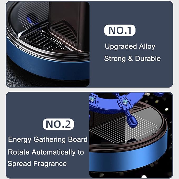 Car Air Freshener Solar Energy Rotating Car Decoration Alloy Car Diffuser Car Accessories Interior Aesthetic Car Perfume with Plant Essential Oil for Car Home Office (Red)