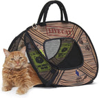 SportPet Designs Pop Open Cat Carrier, Soft-Sided Collapsible Travel Carrier for Cats up to 15 lbs, Lightweight Portable Design with Mesh Ventilation & Secure Zippers, Patterned Live Cat