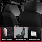 Wrangler Seat Covers 2007-2026 Front Pair, Waterproof Leather Interior Sets with Lumbar Support Custom Fit for Jeep Wrangler JK JL 2/4 Door Unlimited Sahara/Sport/Rubicon X 392 Willys, Black