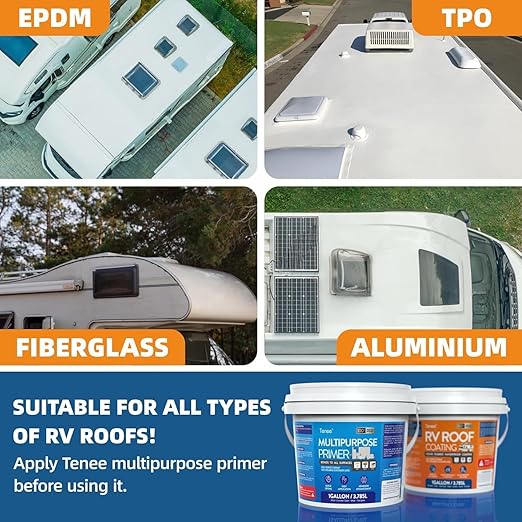 1 Gallon RV Roof Sealant, RV Roof Coating White, Professional Grade Liquid Rubber, Solar Reflective Waterproof Sealant for Leak Repair on Camper, Trailer & Motorhome Roofs (Fits EPDM, TPO, Fiberglass)