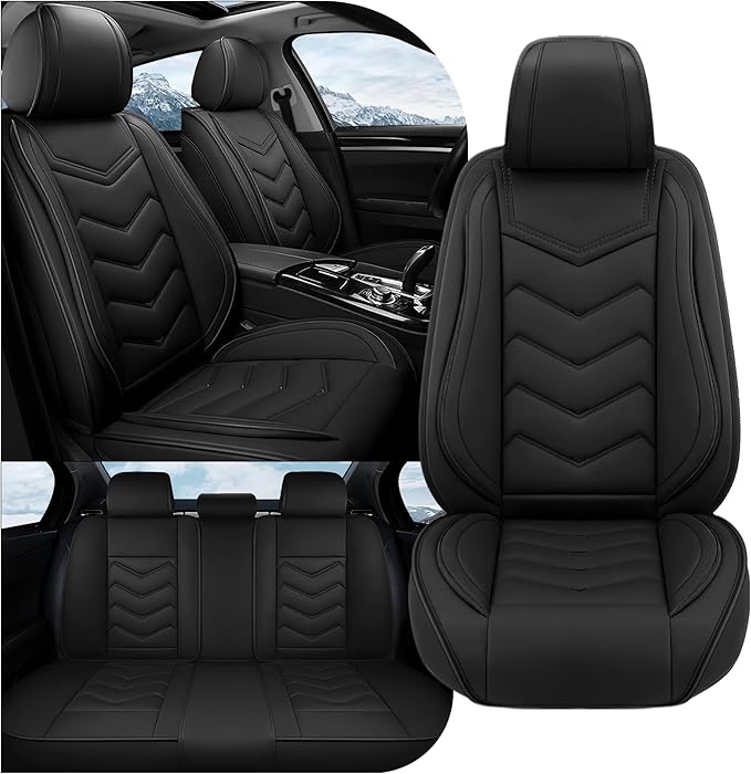 Car Seat Covers Fit for Toyota rav4 2000-2026, Stylish Sport Seat Covers, Waterproof Wear-Resistant Premium Nappa Leather Car Seat Cover.(Full Set/Pure Black)