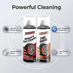 Wheel Cleaner & Tire Shine Kit - 2 Pack 14 oz Bottles, Heavy Duty Car Care Bundle with Cleaning Wheel Cleaner, Long-Lasting Tire Shine Spray & Wash Brush – Complete Car Detailing Essential