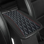 Car Center Console Cushion Pad, 12.72"×7.52" Leather Waterproof Auto Armrest Seat Box Protector, Car Center Console Cover, Universal Interior Decor Car Accessories for SUV Truck (Black)