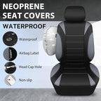 CAR PASS Waterproof Car Seat Covers Front Seats Only with 5mm Composite EVA, Neoprene Car Seat Cover with Separate Headrest Cover, Quick Setup Universal Fit for Car SUV Trucks,Airbag Compatible（Gray