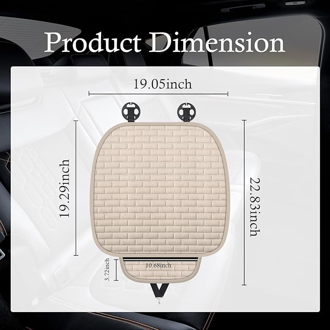 Car Back Seat Cover,Non-Slip & Breathable Bench Seat Cover with Side Pockets for Car Storage & Protecting Interiors,Universal All-Season Seats Back Protector for Most Cars (Front Seat Cover/Biege)