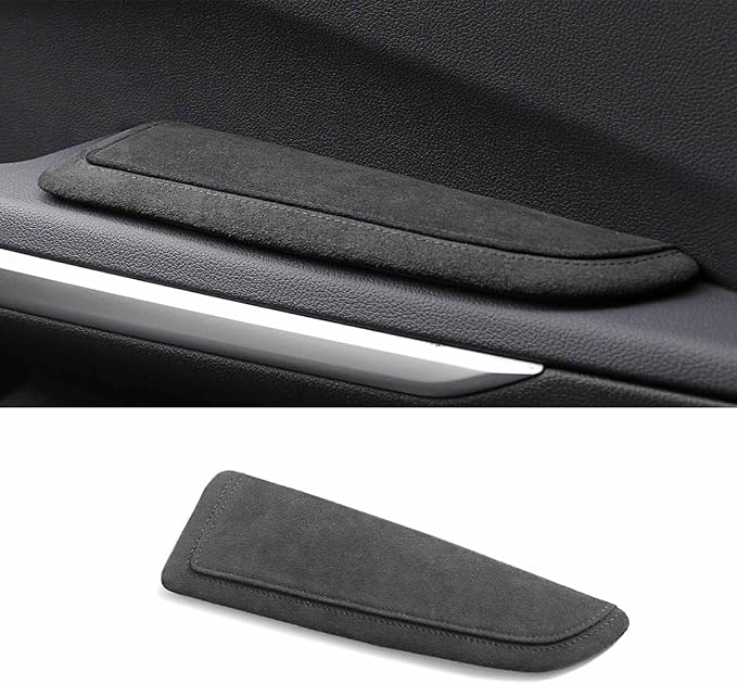BETTERHUMZ Car Door Armrest Cushion Pad for Alcantara Suede, Car Elbow Rest Pad for BMW 3 4 5 6 7 8 X1 X3 X4 X5 X6 Z4 Series Car Accessories (Right, Black line)