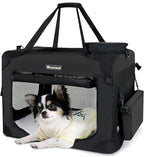 Large Cat Carrier for Cats Collapsible Soft Pet XL Crate for Large/Medium Cats 15lbs+ Car Travel Portable Bag with Water Bottle Slot Ideal for Long Trips (Black, 20.0"L x 14.0"W x 14.0"H)