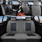 Coverado Car Seat Covers Full Set, Seat Covers for Cars, Car Seat Cover, Car Seat Protector, Leather Car Seat Cushion, Waterproof Car Seat Covers Front Seats and Back Fit for Most Cars(Gray&Black)