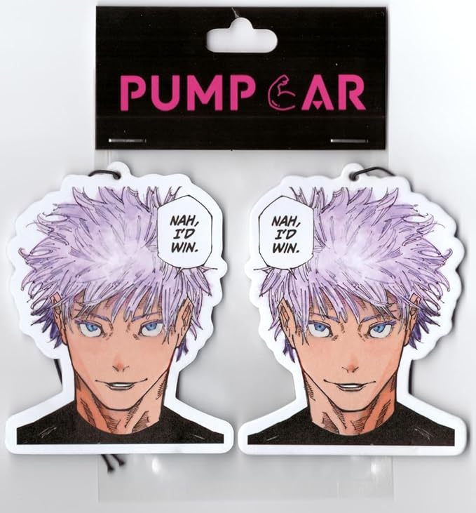 PumpCar 2 pieces satoru Nah I'd Win double-sided hanging Japanese anime cherry-scented air freshener Cool anime hanging for rearview mirror Car Interior Accessories Gifts