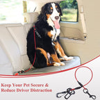 VIVAGLORY Dog Seat Belt Tuffbelt Dog Car Harness, Seatbelt with Clip & Hook for Car Travel, Chew Proof Anti Chew Unchewable Metal Safety Tether Restraint, L, Red