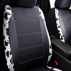 Flying Banner car seat Covers Protects Water Proof Faux Leather Carbon Fiber Fronts Rear Bench Covers (Cow Black, Full Set - Combo Pack)