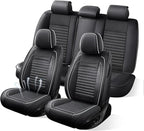 Car Seat Covers Full Set Fit for Toyota 4Runner 2001-2026, Premium Faux Leather Car Seat Protector, Breathable, Anti-Slip, Comfortable & Durable (Black&White,Full Set)