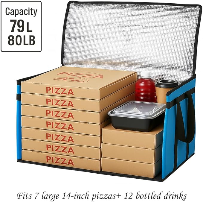 Bodaon Large 2-Pack Insulated Food Delivery Bag With Hard Bottom, XXXL Grocery Shopping/Catering bag, Bags, Rideshare Delivery Bag, Cold/Hot Styrofoam Carrier for Travel/Car