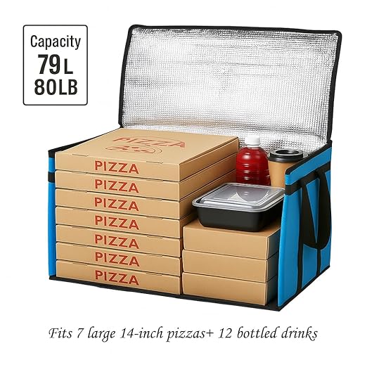 Bodaon Large 10-Pack Insulated Food Delivery Bag, XXXL Catering/Pizza Cooler Bags, Rideshare Delivery Bag, Thermal Cold/Hot Styrofoam Carrier for Travel/Shopping/Car, Warmer/Frozen