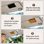Car Air Freshener, Wood Air Freshener, Car Odor Eliminator for Visor Clip, Variety Pack- CLIP INCLUDED (Amber-Grove-Pine-Honey Peach)