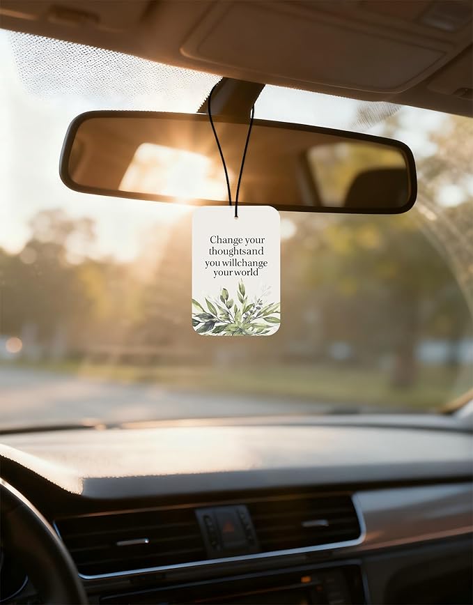 Greenery Car Fresheners, 4pcs Cute Car Accessories Interior, Mirror Decor For Women Man, Air Freshener Hanging For Bathroom Dorm Books Bedroom Closet Drawer, Inspiration Accessories Gifts -02