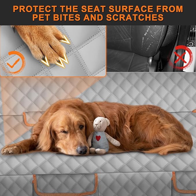 sportuli Dog Truck Rear Seat Cover Replce for Toyota Tacoma/Ford Ranger/Chevy Colorado, 600D Oxford Cloth Heavy Duty Waterproof Non Slip Pet Truck Back Bench Seat Cover, Fit for All Mid-Size Trucks