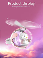 Kitty Car Air Freshener, Cute Pink Cat Pilot Air Vent Clip Interior Accessory, with 6 Color Changes, Rotating Propeller Car Air Outlet Fan, Creative Cartoon Car Air Freshener