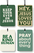 Christian Faith Car Air Freshener 4 Pcs Coconut Scented, Christian Car Accessories Mirror Decor for Women, Retro Inspirational Religious Hanging Air Freshener for Cars Closet Drawer Books